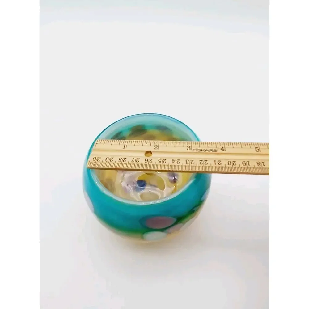 Tutti Frutti Glass Bowl Multicolor Cased Candle Holder Short Vase